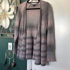 Ombre Open-Front Cardigan in Pink and Gray